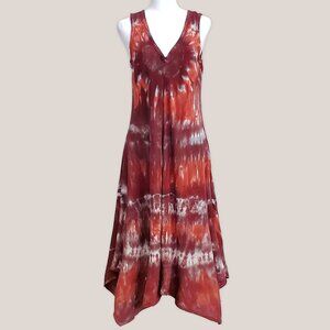 Elden Tie Dye Dress Rust, Red, and Brown Tie-Dye Fairy Dress by Akasha Sun